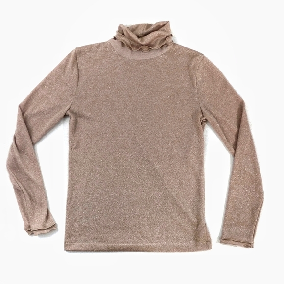 J. Crew Tan With Metallic Gold Flake Turtleneck - Picture 5 of 11